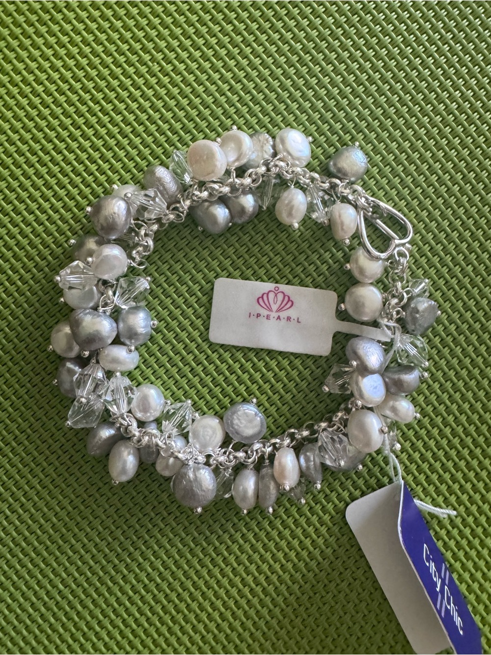 Pearl Silver & White Multi-Pearl Charm Bracelet